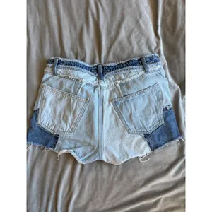 Wild Fable Womens Patchwork Denim Shorts Blue Multi‎ Color Button Fly Size 2 thumbnail 3