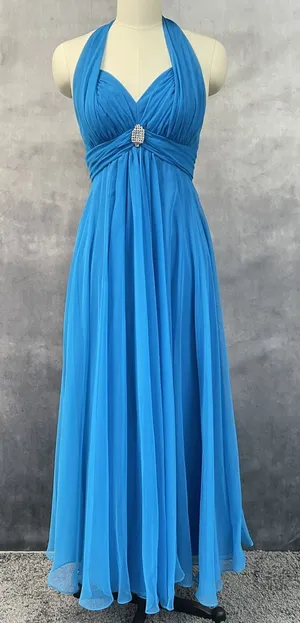 Vintage Mike Benet Formals Dress Womens Size 10 Halter Flowy Chiffon Glam Prom thumbnail 1