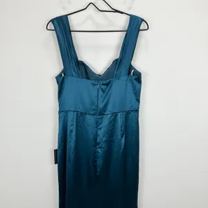 Lulus Stunning Arrival Dark Teal Satin Off The Shoulder Maxi Dress Formal XL NWT thumbnail 8