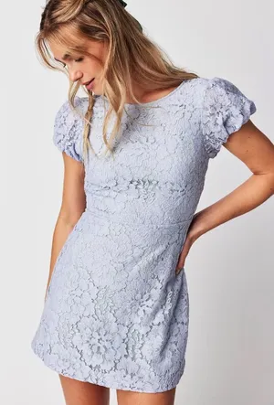 Free People Light Blue Lace Hailee Mini Dress Size Small thumbnail 1