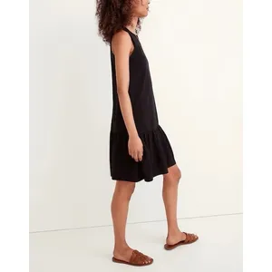 Madewell Women's Brightside Ruffle Hem Tank Mini Dress sz S Black thumbnail 2