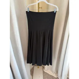 J. Crew Strapless Maxi Skirt Dress Size XL Black Flared A-Line Foldover Waist thumbnail 2