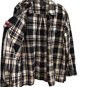 Lauren Ralph Lauren‎ Women’s M Black and White Plaid Flannel Full Zip Jacket thumbnail 5