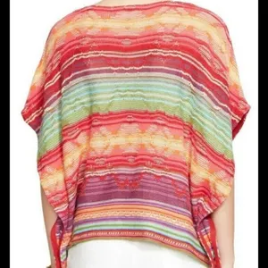 Ralph‎ Lauren multicolored striped poncho with horizontal stripes in red, orange thumbnail 2