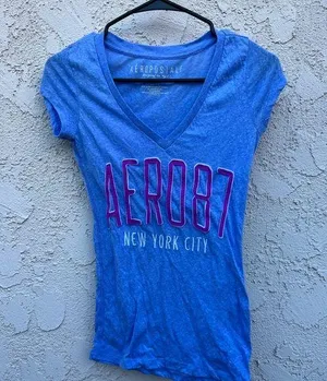 XS Aeropostale purple soft logo v neck tee thumbnail 1