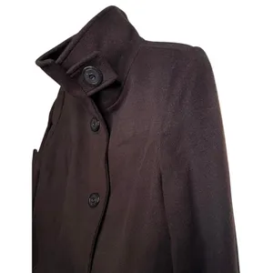 Kristen Blake Single Breasted Fine Australian Wool Button Pea Coat Brown S 6 thumbnail 13
