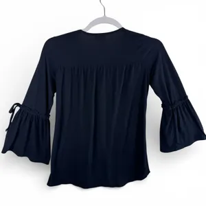 Scully Womens Black Floral Embroidered Bell Sleeve Boho Western Blouse Medium thumbnail 2