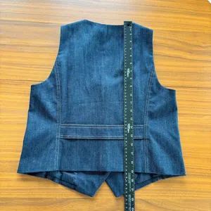 2010s Talbots Petite Dark Wash Denim Vest Gold Crest Button Western Cowgirl 8P thumbnail 5