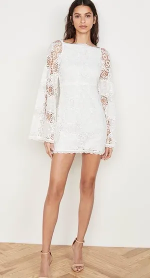 Alice McCALL Berwyn Diamond Veins Anthropologie BHLDN Porcelain White Lace Dress thumbnail 2