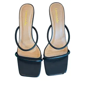 Lemonade golden chunky heel trendy strappy slides slip in shoes sz 6.5 thumbnail 2