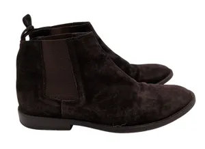 Jenni Kayne Dark Brown Suede Chelsea Boots Made in Italy Size 38.5 Almond Toe thumbnail 1