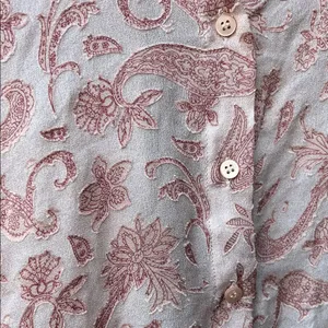 Zara Pink Sheer Paisley Embroidered Collared Button Up Blouse Boho Coast S Small thumbnail 5