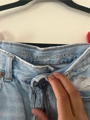American Eagle Highest Rise Baggy Denim Shorts 0 Light Wash Distressed Casual thumbnail 5