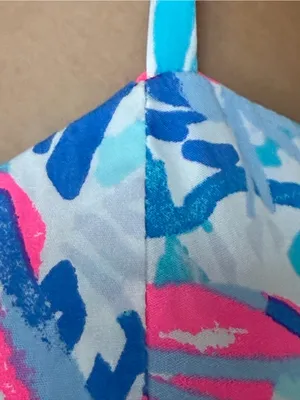 Lilly Pulitzer Pink & Blue Faux Button-Front Mini Dress Structured Bodice Size 4 thumbnail 7