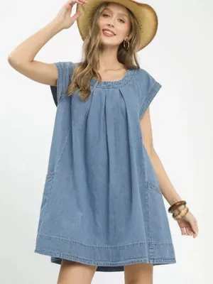 Umgee Stone‎ Washed Denim Mini Dress thumbnail 1