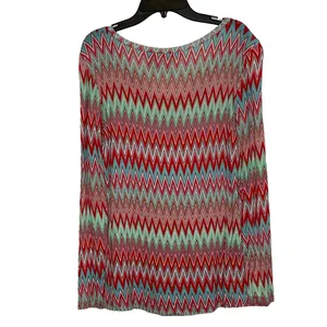 BKE Chevron Striped Top Size Small‎ Fitted Colorful Womens Stretch Blend Buckle thumbnail 5