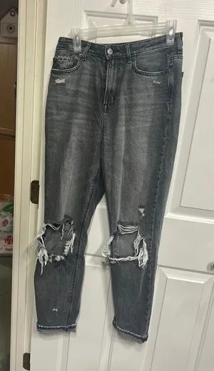 Grey American Eagle Mom Jeans  thumbnail 1