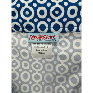 RipSkirt Hawaii Wrap Skirt M Blue White‎ Geo Print Quick Dry Cover Up Travel thumbnail 3