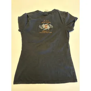 Harley Davidson Skull Graphic T Shirt Womens M Black Biker USA Y2K 2000s Style thumbnail 3