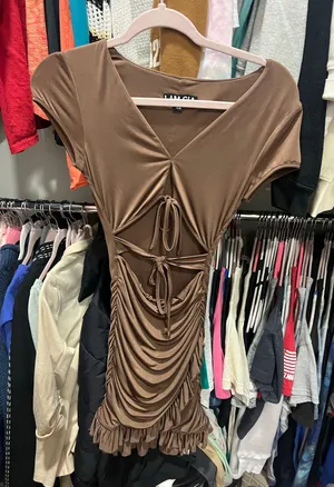 Brown/Mauve Cut Out Dress thumbnail 1