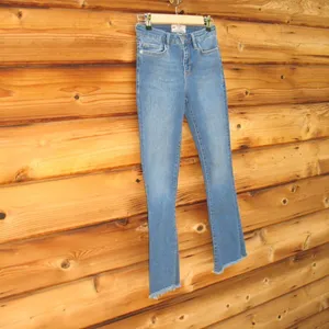 Free People Straight High Waist Frayed Hem Jeans thumbnail 5
