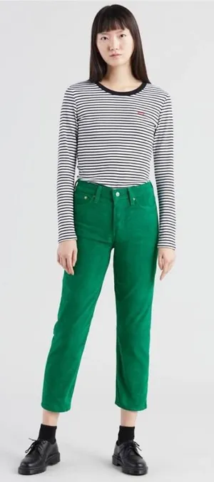 Levi's Wedgie Straight Fit Corduroy‎ Pants Green Size 24 thumbnail 1