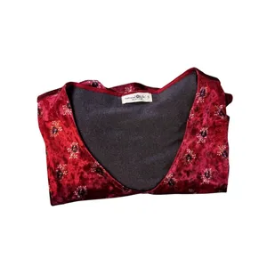 Natural Life Velvet Mini Dress Small Burgundy Floral Oversized Pocket Tunic thumbnail 5