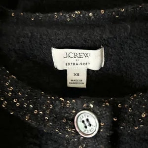 J.Crew Sequin Trim Lady Jacket Cardigan Black Extra Soft Yarn CP346 Size XS thumbnail 6