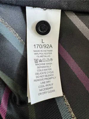 kate spade Black Satin Tie-Neck Blouse with Pink, Green, Blue and White Stripes thumbnail 13