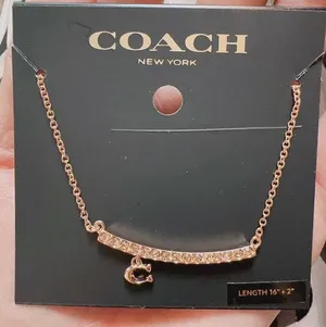 Coach RoseGold Pave Signature Bar Necklace 91431 NWT thumbnail 1