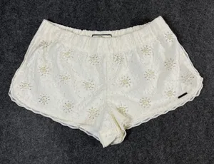 Abercrombie & Fitch White Floral Lace Beaded Pearl Shorts 1V1974 Womens L NEW thumbnail 1