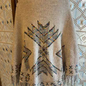 Multicolor Aztec Fringe Poncho Sweater Size undefined thumbnail 7
