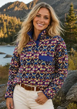 Patagonia Synchilla Snap-T Fleece Pullover‎ Women's Small Multicolor Geometric thumbnail 1