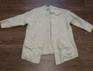 Aerie Wool Blend Cozy Women's Gray Cream Sweater Cardigan Wool Blend L / XL thumbnail 1