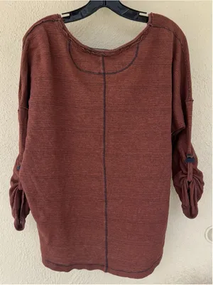 Free People We The Free Beach Haven Henley Long Sleeve Top Boho Slouchy Oversize thumbnail 5