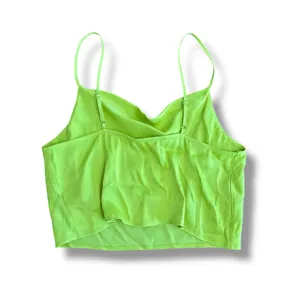 Zara NWT Satin Cropped Cowl‎ Neck Top Womens Size S Neon Green thumbnail 5
