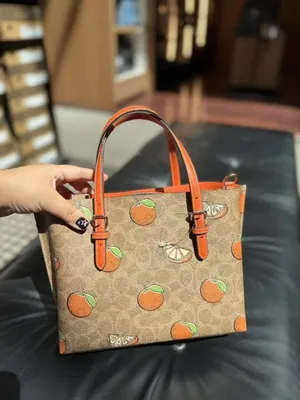 Coach Mollie Tote Bag 25 In Signature Canvas With Orange Print CBB55 thumbnail 9