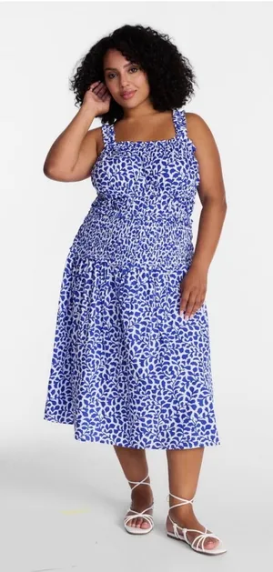 Gorgeous Time and Tru Women's Sleeveless Smocked Peasant Midi Dress XL NEW thumbnail 1