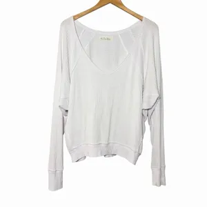 Free People Womens Santa Clara Thermal Top White Small V‎ Neck Boho Long Sleeve thumbnail 5