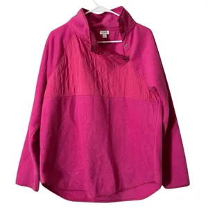 J. Crew Sweatshirt Women Size Large‎ Quilted Sherpa Fleece Snap Pullover Preppy thumbnail 1