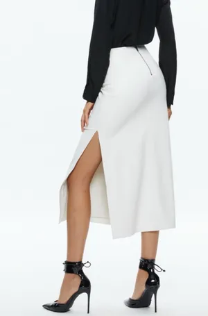 Alice + Olivia Maeve vegan leather midi skirt sz 8 G-19 thumbnail 1