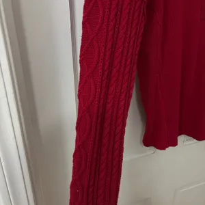 Lucky Brand Cable Knit Sleeve Thermal Henley Top M Red Cotton Boho Gorpcore Fall thumbnail 3