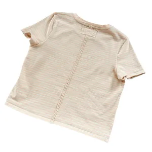 Free People We The Free Baby Tee T Shirt Striped Peach Mint Size S Boxy 100%‎ Cotton Staple thumbnail 6