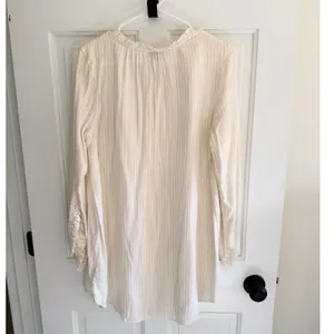 Aerie Ivory Gold Metallic Pinstripe Boho Bell Sleeve Tunic Blouse‎ M thumbnail 2