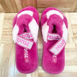 MUDD Stormy Fuchsia/White Fuzzy Elastic Slingback Slides Platform Slippers Sz 9 thumbnail 8