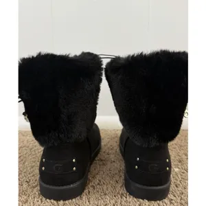 NEW GBG Los Angeles Faux Fur Winter Ankle Boots 10 Black Cozy Slip On Boots thumbnail 4
