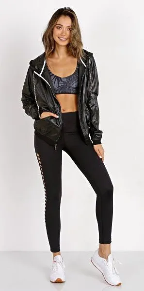 Maaji Sailboat Jacket Black Hooded Windbreaker Medium‎ thumbnail 1