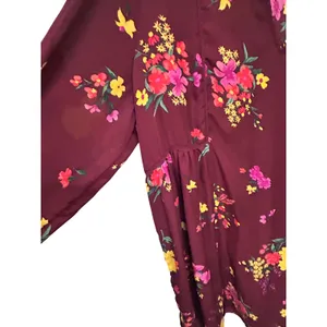 Old Navy Burgundy Floral Long Sleeve Semi-Sheer Shift Dress/Tunic Boho XXL thumbnail 10