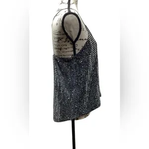 Chelsea28 Black mirrored spaghetti strap top. Size Medium. thumbnail 5