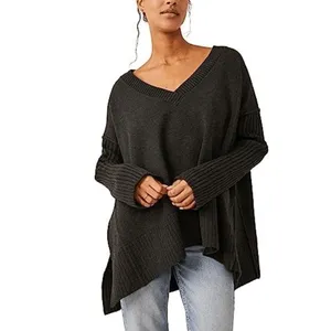 Free People Orion Charcoal Gray A-Line Tunic Oversized Sweater XS thumbnail 7